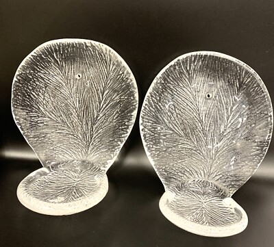 Hadeland Furu MCM Glass Candle Sconces Textured Hand Crafted Set of 2