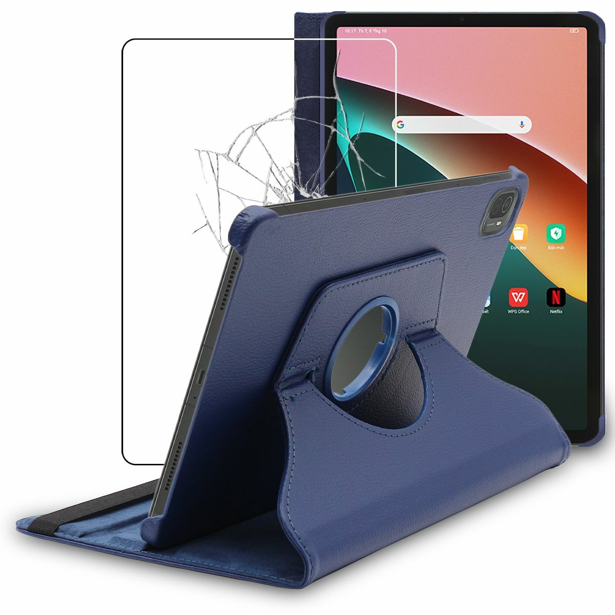 Coque Xiaomi Pad 5 bleu foncé idéale pour le télétravail et les séries