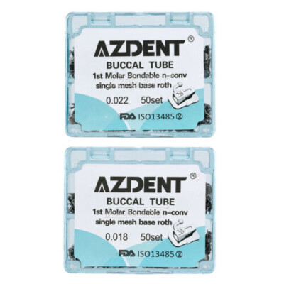 50 juegos AZDENT Tubos bucales de ortodoncia dental Roth 022/018 1er molar mesh