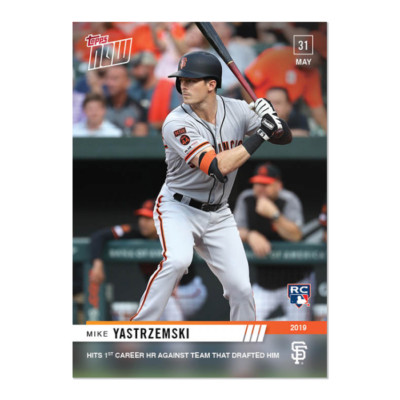 2019 TOPPS NOW #310 MIKE YASTRZEMSKI 1ST CAREER HR AGAINST TEAM THAT DRAFTED HIM