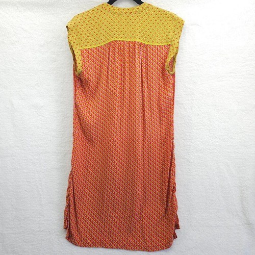 Hale Bob Silk Shift Dress Medium Orange Tunic Sleeveless Geometric - 第 2/11 張圖片