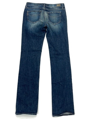 Jeans donna Paige gamba dritta blu baffi sbiaditi denim elasticizzato vita bassa 26 - Foto 4 di 7