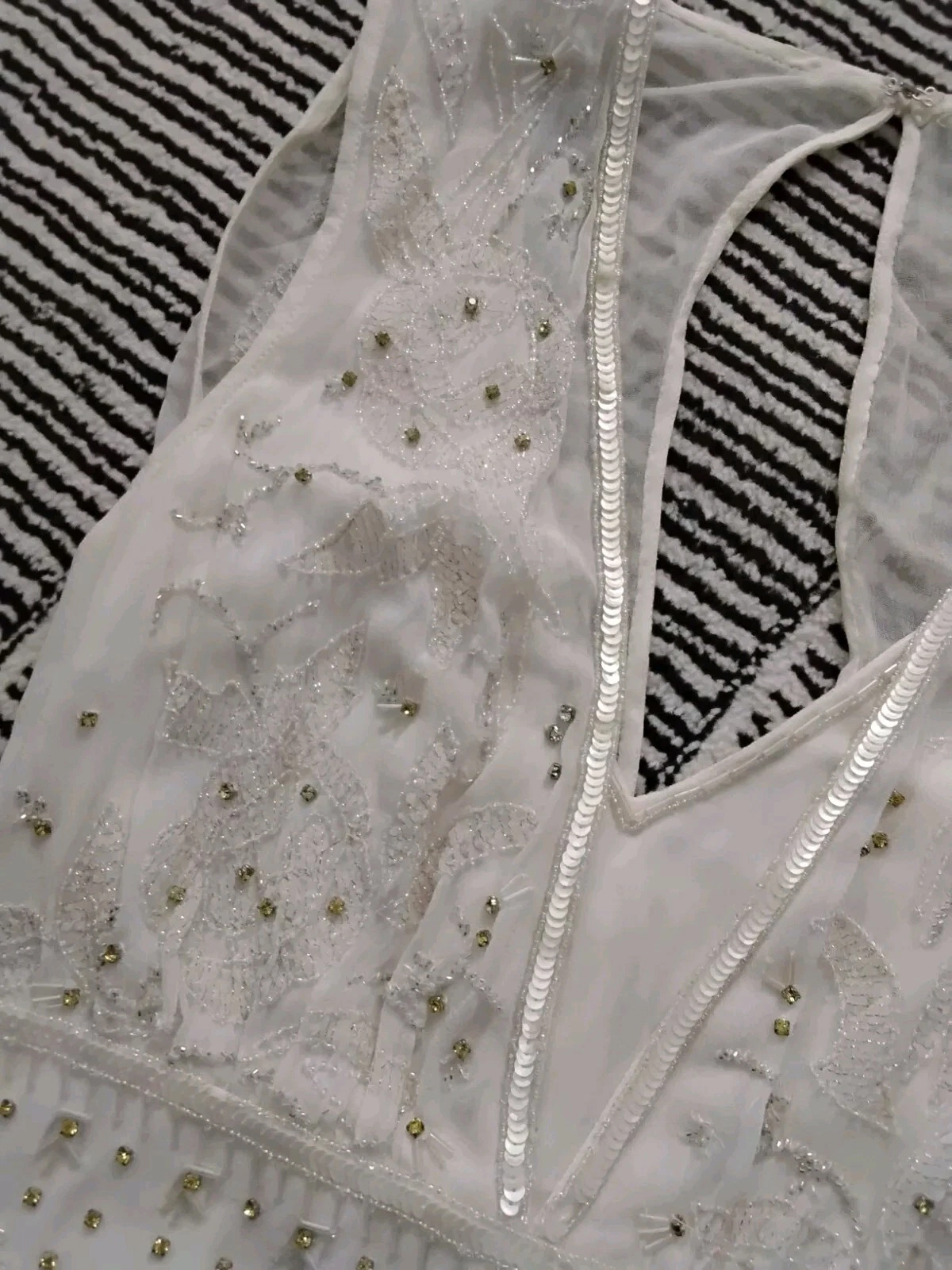 OFF WHITE Bellissimo abito lungo ricamato bianco sporco taglia 4