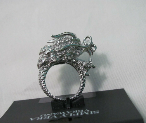 NEW SIMPLY VERA VERA WANG SILVER TONE DRAGON RING ~ SIZE 8 - Picture 5 of 5