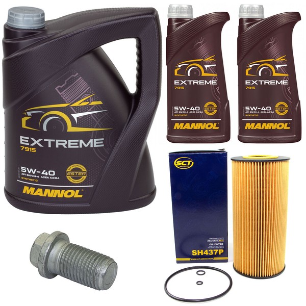 MotoröL Set Mannol Extreme 5W-40 7 Liter + ÖLfilter + Schraube FüR Mercedes W210-image