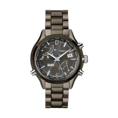 Men's T2N946 Timex Intelligent Quartz Black Dial w Black Metal Band (6)