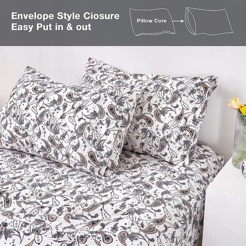 Size 4 Piece Floral Printed Sheet Set Queen Botanical Pattern Microfiber Sheets - Picture 146 of 175