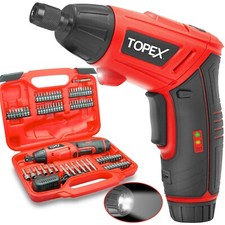 TOPEX 82 Piece Cordless Electric Screwdriver Set 4v Max Cordless CRV Screw Bits