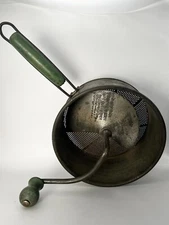 Vintage Foley Food Mill Green Wooden Handles Rustic Farmhouse Kitchen Decor