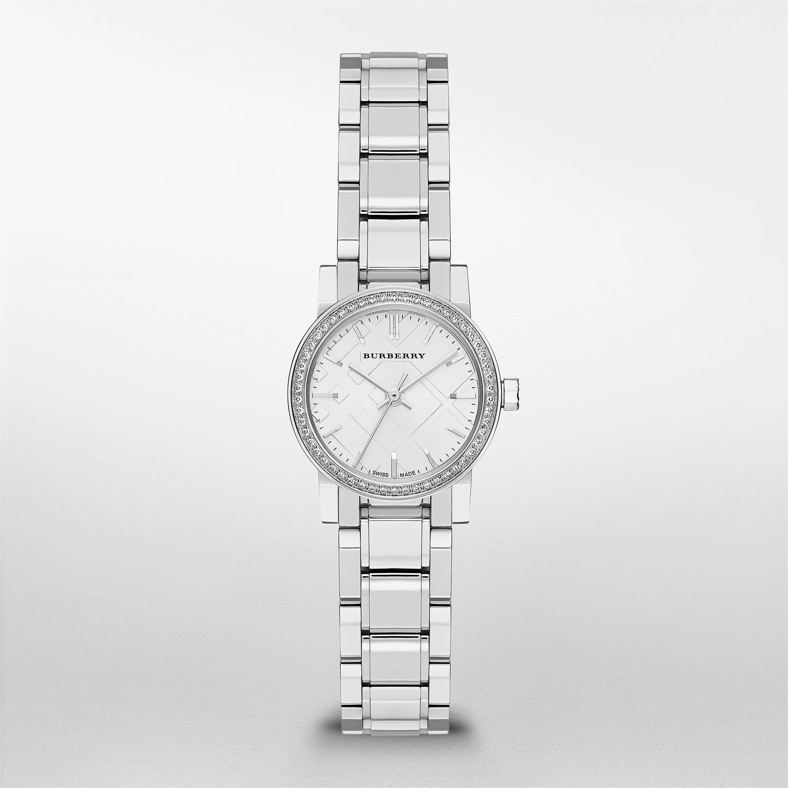 Burberry Orologio Donna Bracciale Acciaio Inox Accento Diamante Svizzero 26mm BU9...