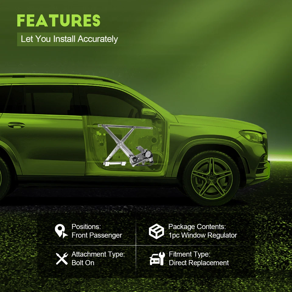 Regulador de ventana eléctrica delantero derecho con motor para camioneta Dodge Ram 2500 3500 1994-2002 Foto 2 de 4