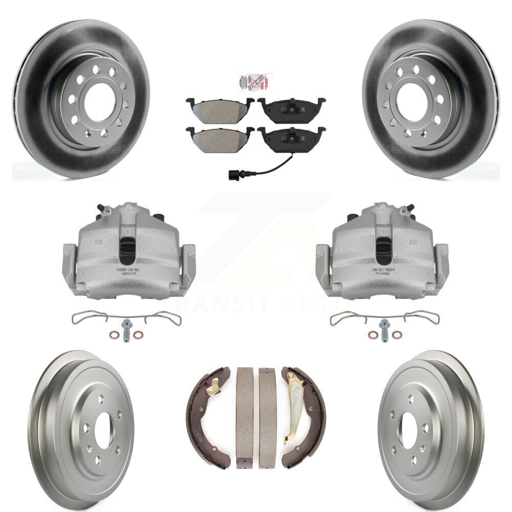 High-Performance Front & Rear Disc Brake Caliper Kit with Coated Rotors, Drums, and Semi-Metallic Pads for Enhanced Stopping Power and Durability