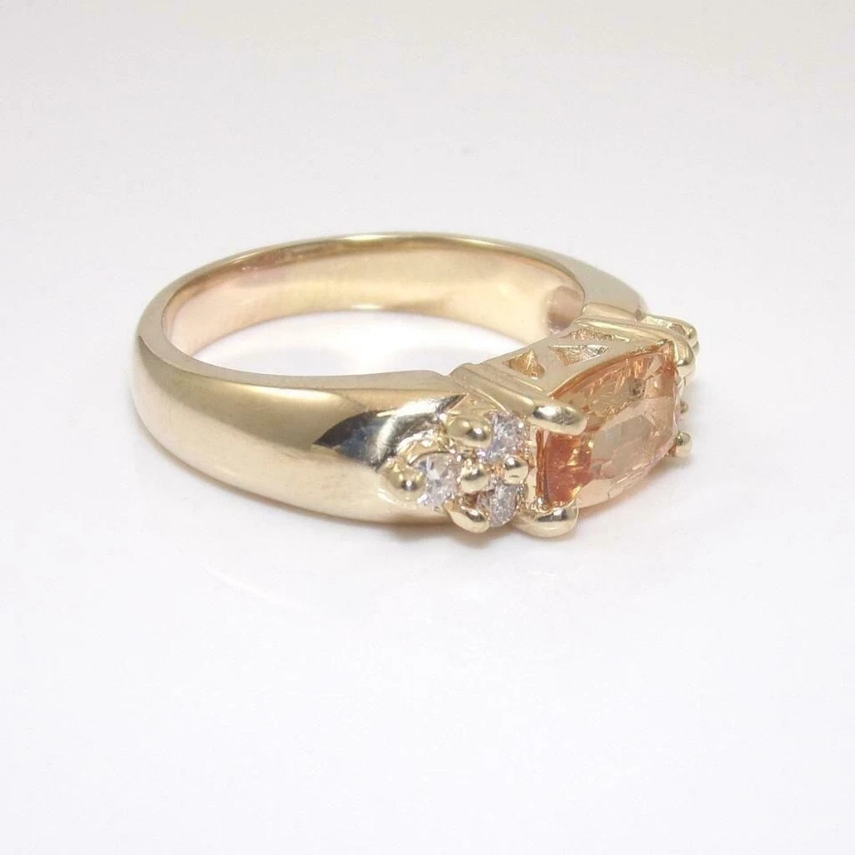 Anillo de diamantes con topacio naranja de oro macizo de 14K talla 8,5 Foto 3 de 4