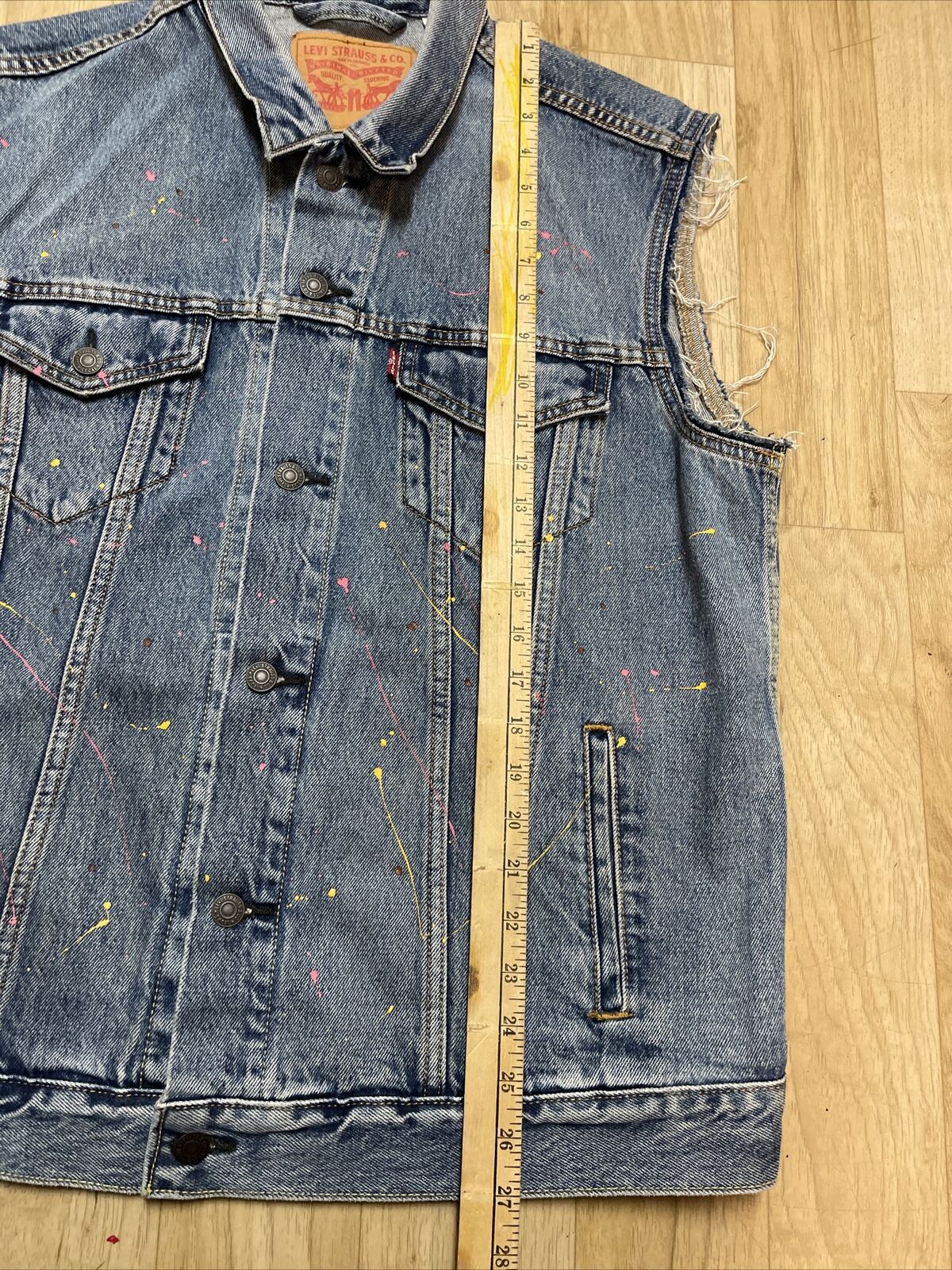 Levi's Denim Blue Jean Vest Size L Sleeveless Met… - image 4