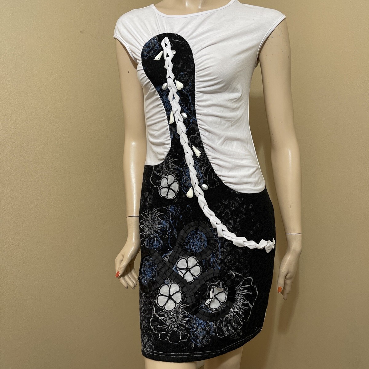 Women's White Polyester Casual Summer Stretch Slim Beaded Flower Size S Dress | eBay Women's White Polyester Casual Summer Stretch Slim Beaded Flower Size S Dress | eBay