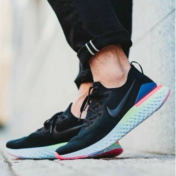 Nike Epic React Flyknit 2 Black Lime Pink Running Shoes Mens BQ8928-003 Nike Epic React Flyknit 2 Black Lime Pink White BQ8928 003  main image 3