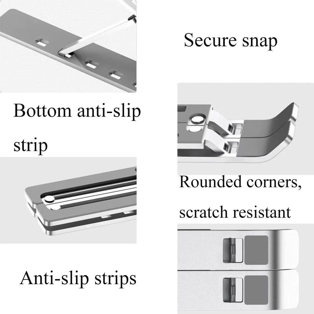 Foldable Aluminum Laptop Stand with Heat Booster for Portability and Ergonomics  