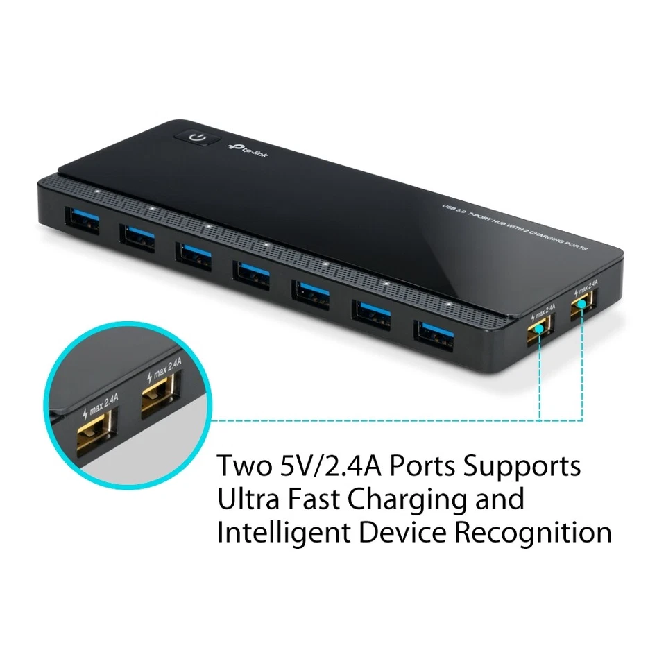 TP-Link UH720 USB 3.0 7-Port Hub with 2 Charging Ports - Image 2 of 4