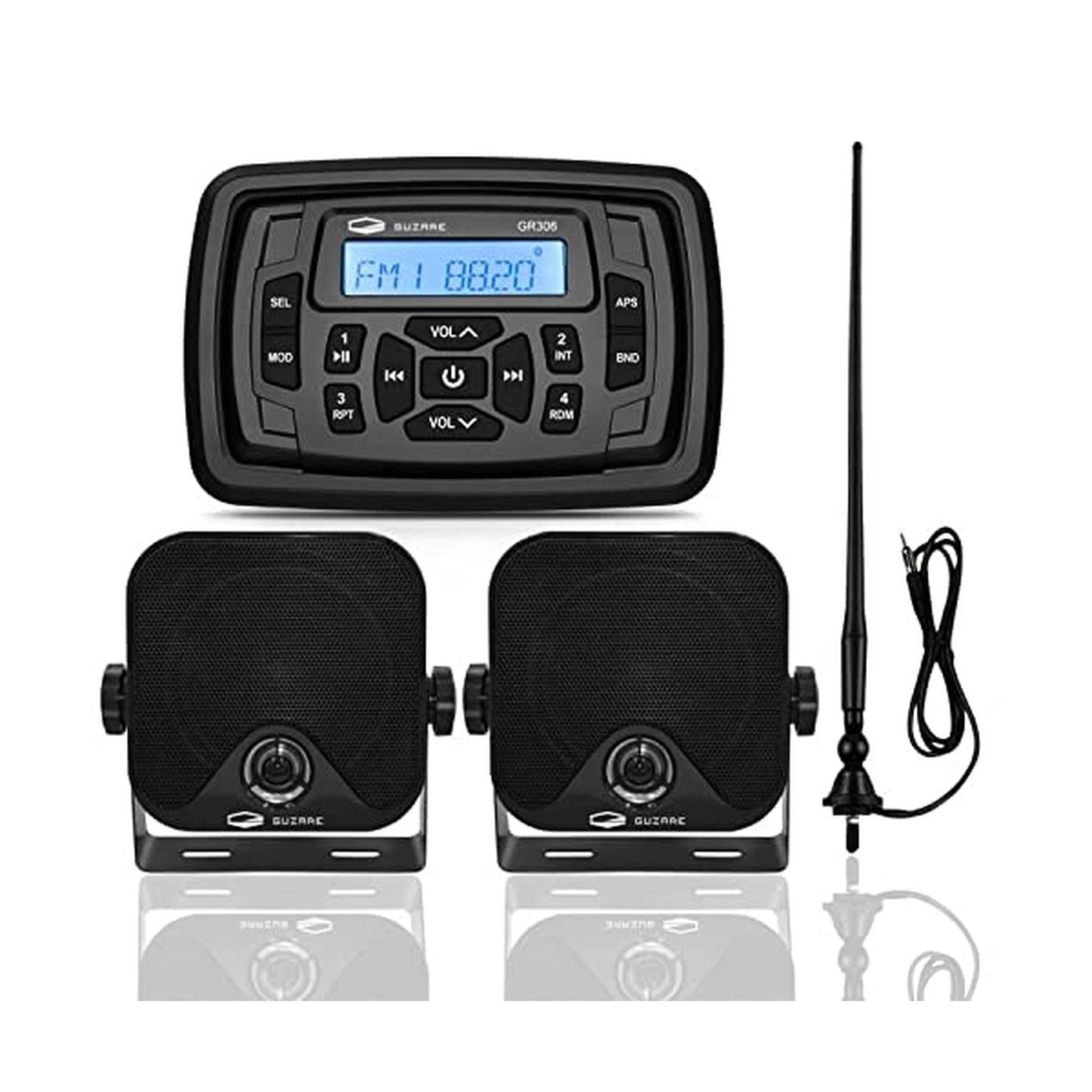 GUZARE Boats Marine Radio Bluetooth and Speakers Audio System Package - Water...