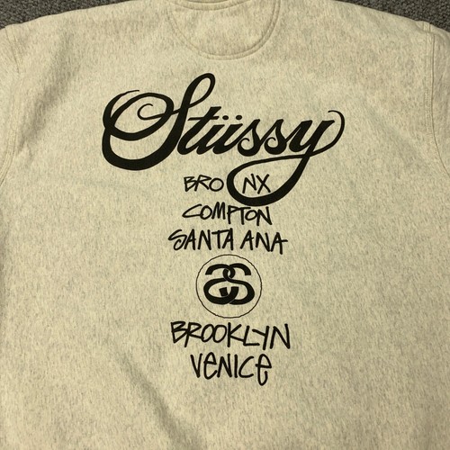 Stussy World Tour Crew Mens XXL Gray Sweatshirt - Picture 5 of 8