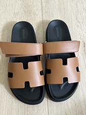 Size 43EU NIB Herm s Natural Calfskin Men's Chypre Sandals