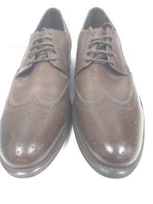 Donald/Pliner Men\'s Brown Leather & Navy Plaid Flannel Lace-Up Derby Shoes $225 Donald Pliner Brown Genuine Leather Wingtip Oxford  main image 4
