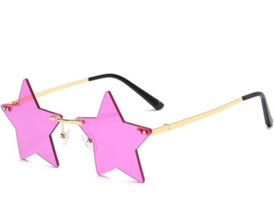 FUNUPUP Star Shape Sunglasses Rimless Transparent Star Sun Glasses
