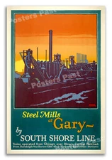 1925 Steel Mills at Gary IN - South Shore Line - Vintage Travel Poster - 16x24