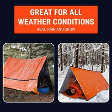 Sturdy Emergency Survival Tent Life Shelter 2 Person Mylar Tube Tents Tarp with 