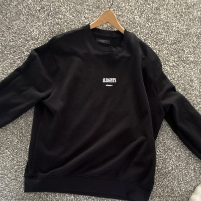 ALLSAINTS Black Logo Crew Neck Pullover Sweatshirt Cotton Men's Size M