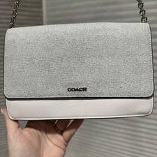 COACH SAFFIANO COLORBLOCK CHAIN SLIM PURSE BAG