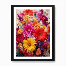 Big Bunch Of Flowers Art Print Framed Wall Art Poster Canvas Print Picture