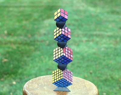 Puzzle Cube Stacker/Stand, Compatible with Rubik's and GAN Cube, 3pk, Black