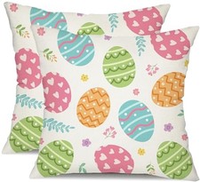 Easter Pillow Covers 18x18 Set of 2 Easter 18" x 18" Pack of 2 White