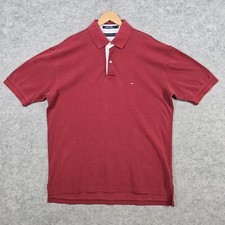 Tommy Hilfiger Mens Polo Shirt Size XL Burgundy Short Sleeve Preppy Cotton Golf