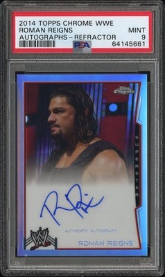 2014 Topps Chrome WWE Roman Reigns Refractor Auto /50 PSA 9 POP 1!