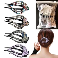  4PCS Heart Style Ponytail Duckbill Clips with Headdresses for Plum Blossom