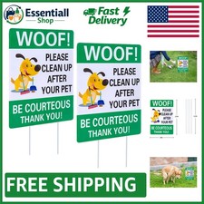 Pack of 2 Double-Sided Funny Yard Signs: Woof Please Clean Up After Your Pet