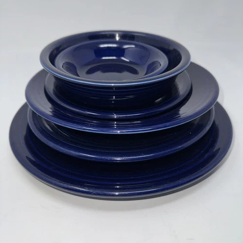 Fiesta Ware Cobalt Blue 6-Piece Dinnerware Set Plates Bowls Homer Laughlin USA