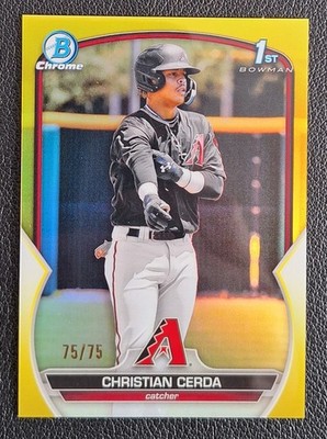 2023 1st Bowman Chrome Prospects Christian Cerda Yellow Ref #BCP-56 - #75/75