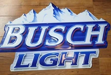Nice "Busch Light" Snow Covered Mountains Embossed Metal Sign  25"x17"