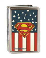 Buckle-Down Metal Wallet-Superman Shield Americana Fcg Red/White/Blue/ 4.0" x 2.