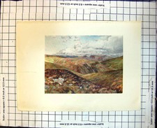 Antique Old Print Rugged View Above Wensleydale Mountains Nw Wether Fell 268J