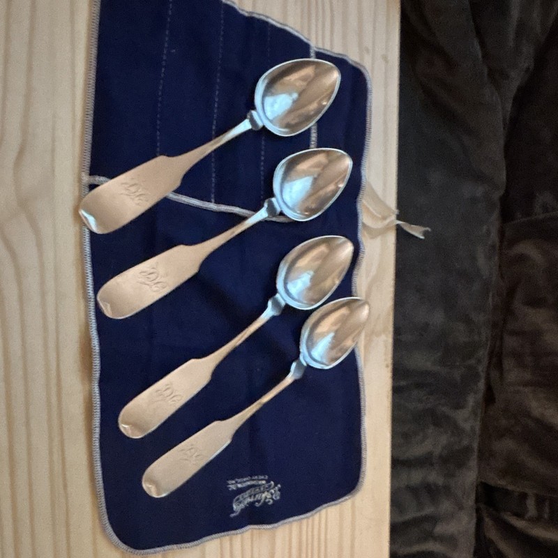 P.B. Sadtler & Sons Coin Silver (.900) Spoons Lot of 4, 1800-1849