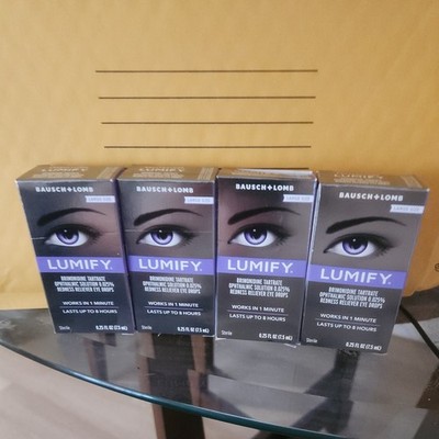 4 Pack Large Lumify Bausch & Lomb eye drops 0.25oz /7.5ml Exp 2027+
