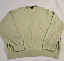 Brooks Brothers Country Club Sea Island Cotton V-neck Green Sweater Men's XL