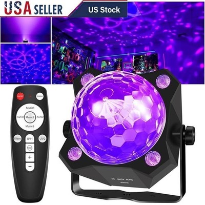 Black Light Party Disco Ball Remote Control LED UV Glow Effects Sound Activated