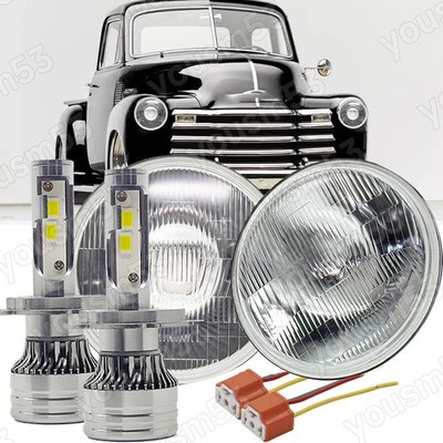 7'' Round HI/LO Beam LED Headlights for For Jeep Wagoneer Pair(1963-1978)