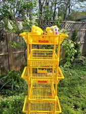 Vtg Kodak Basket Rack Shelf "  Take Apart Plastic 50½"-Yellow Shutter Plush Read