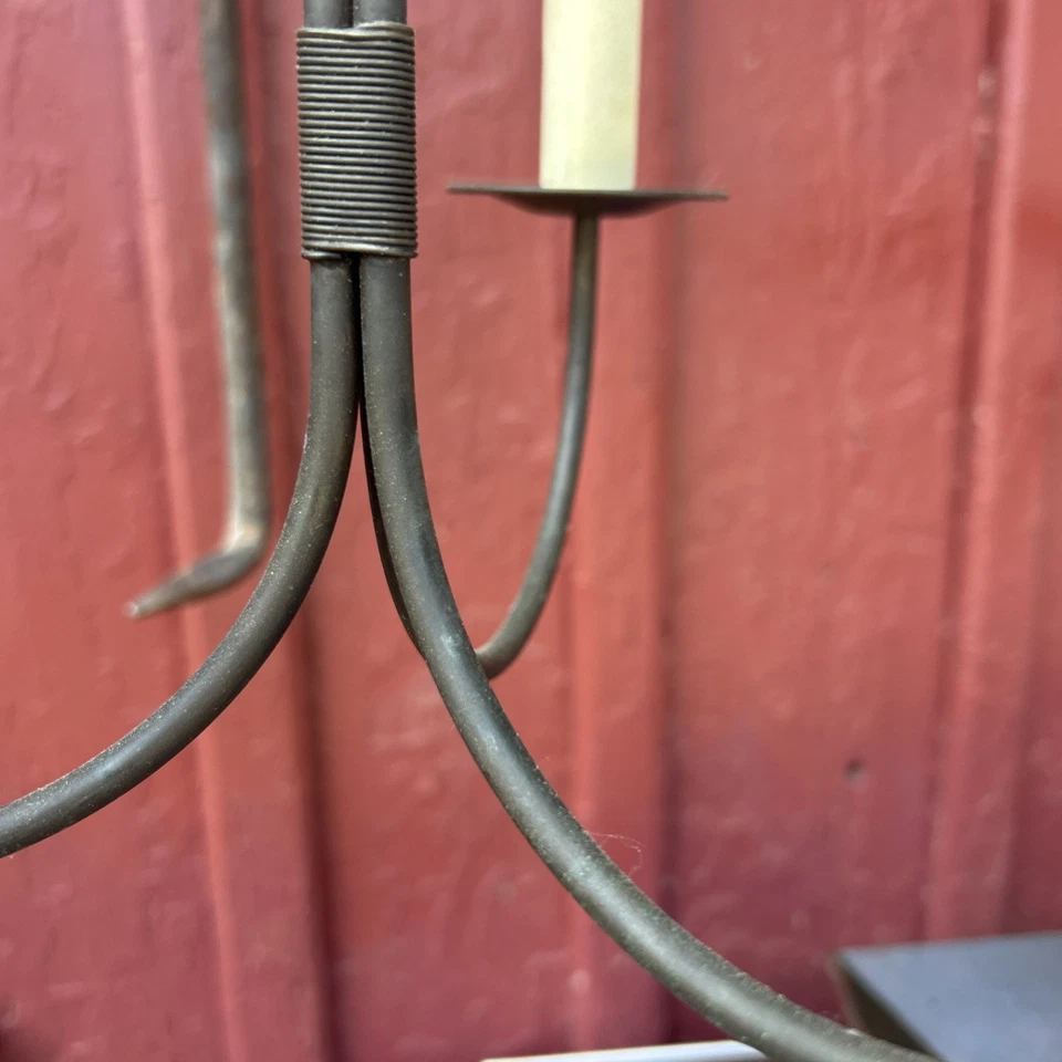 3-Arm Hanging Metal Chandelier Bronze/brown Rustic Country Colonial Chandelier - Image 3 of 4